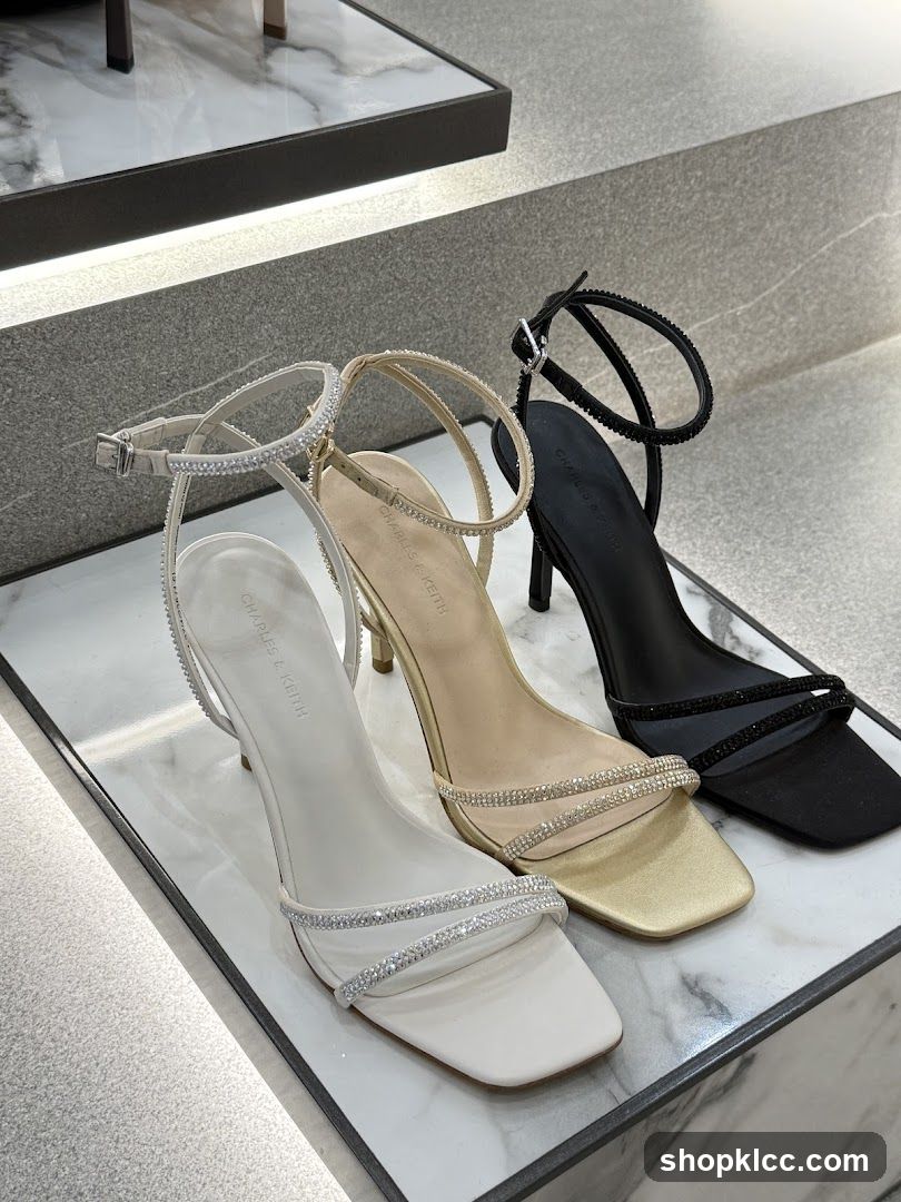 Three pairs of embellished heeled sandals