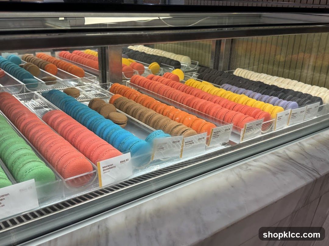Macarons in a Display Case