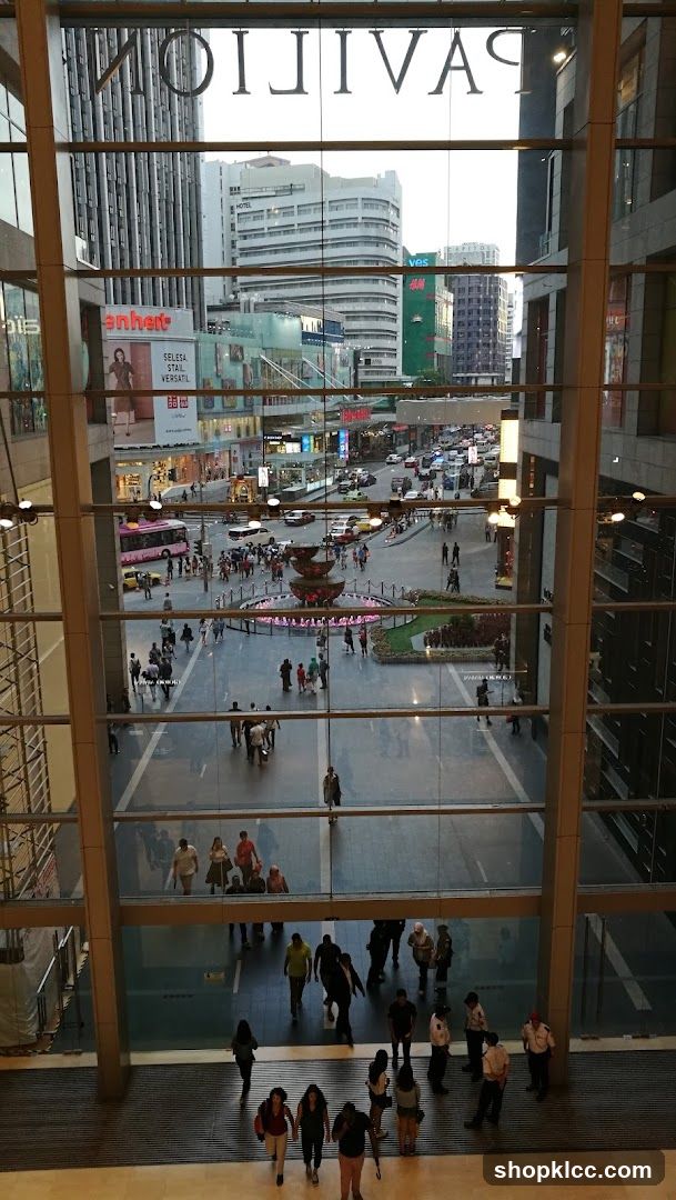 View of a busy street from inside a building