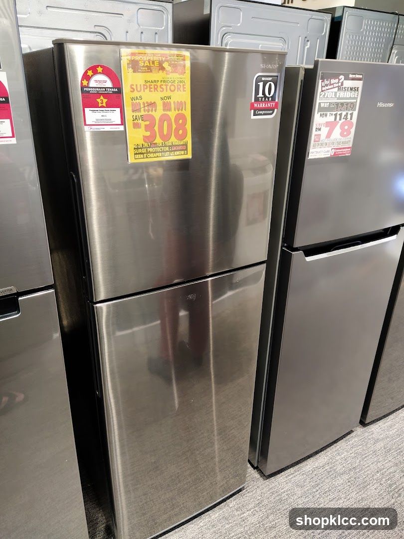 Refrigerators on display