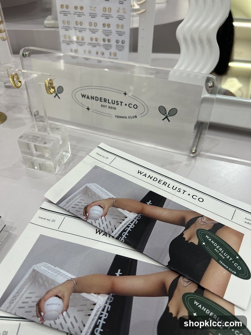 Wanderlust + Co. Tennis Club Merchandise Display