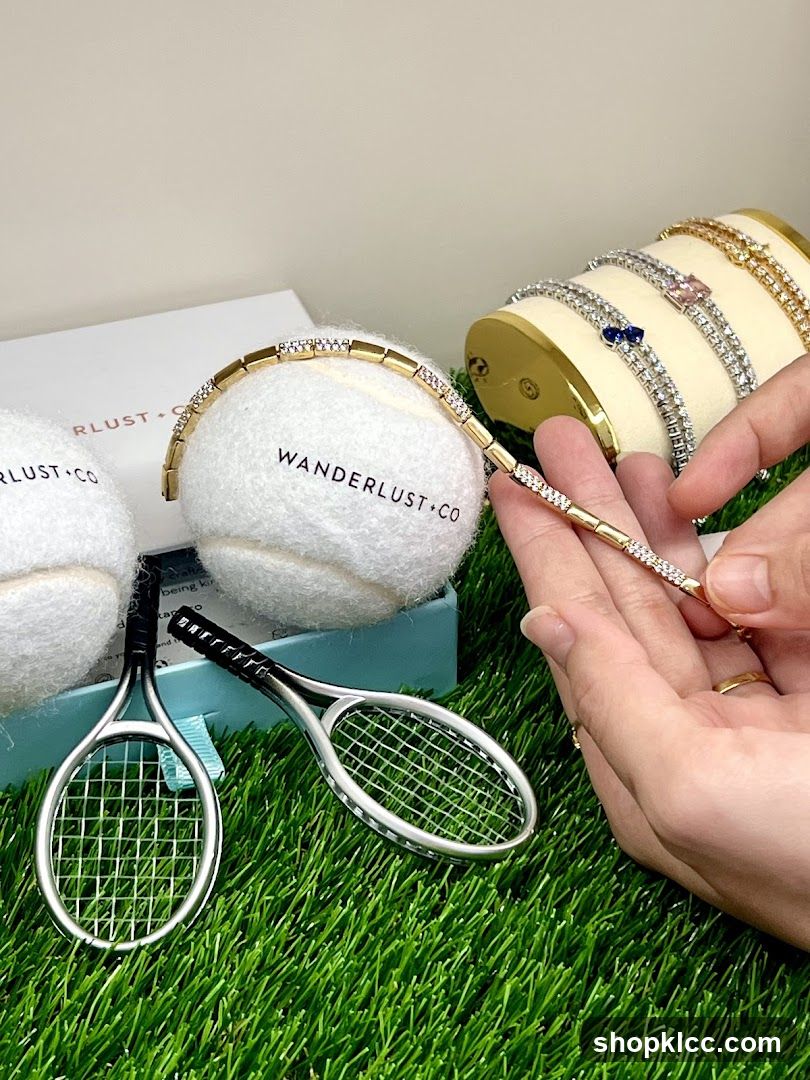 Tennis-themed jewelry display