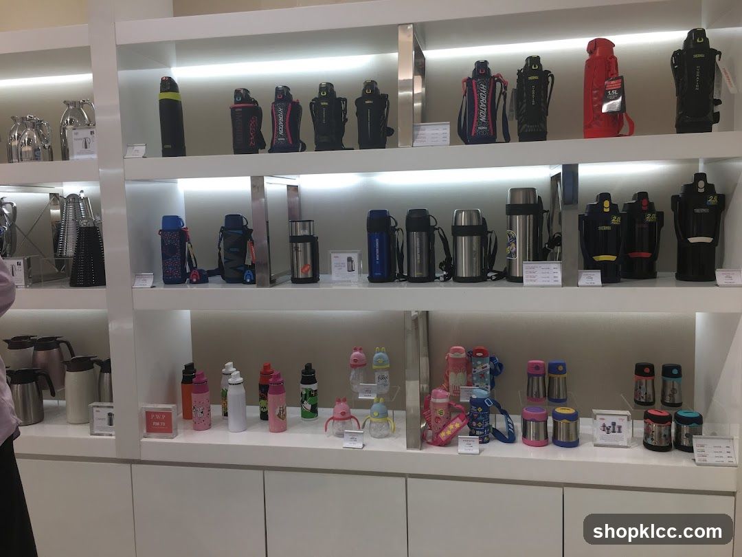 Display of Thermoses and Water Bottles