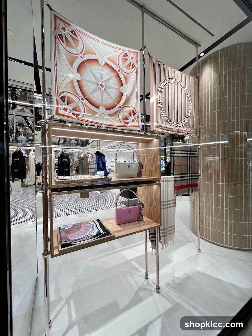Luxury Scarves and Handbags Display