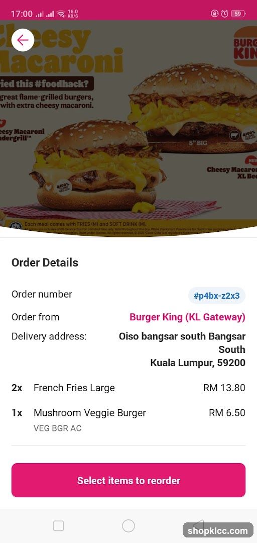 Burger King Order Details