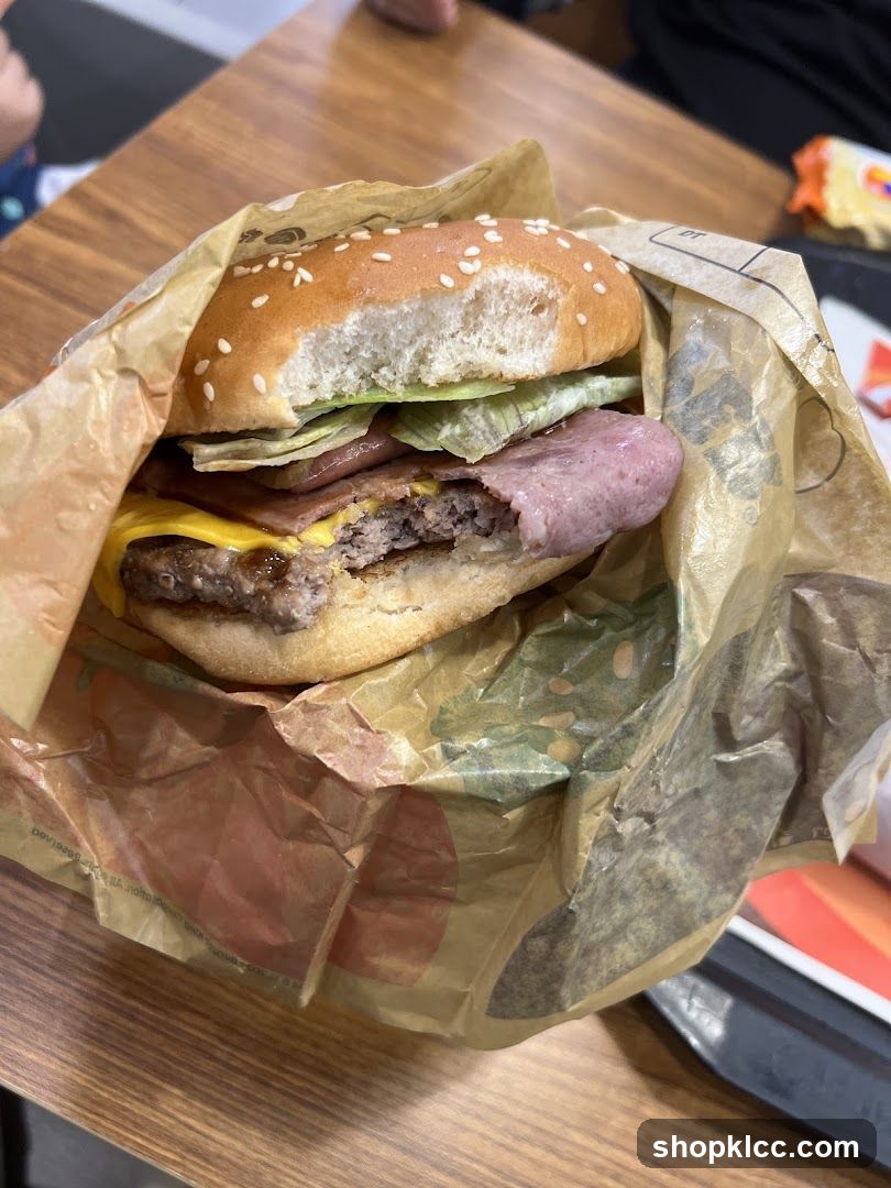Burger in wrapper