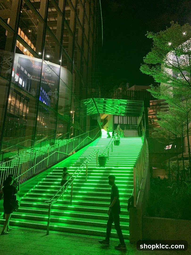Illuminated Staircase at Night
