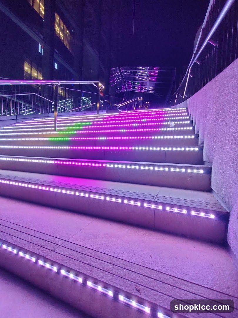 Illuminated Staircase at Night