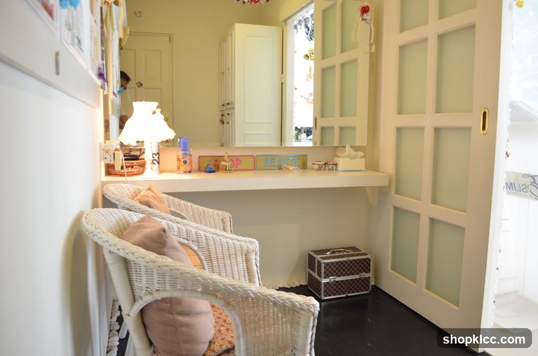 Cozy Wicker Vanity Area