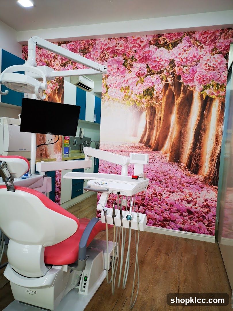 Dental Clinic Interior with Floral Wall Art