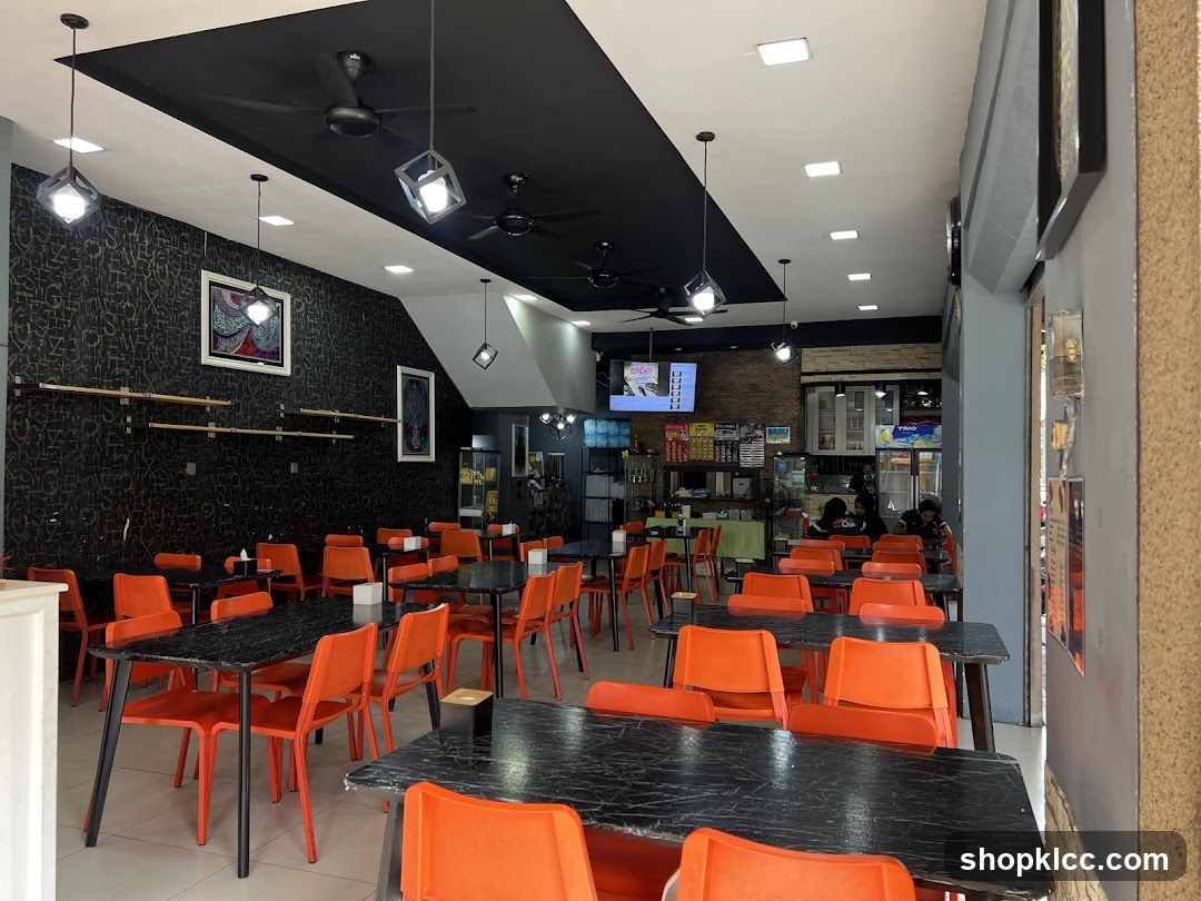 Restaurant Interior with Orange Chairs