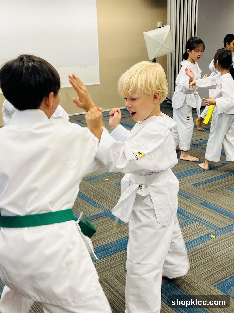 Children practicing martial arts