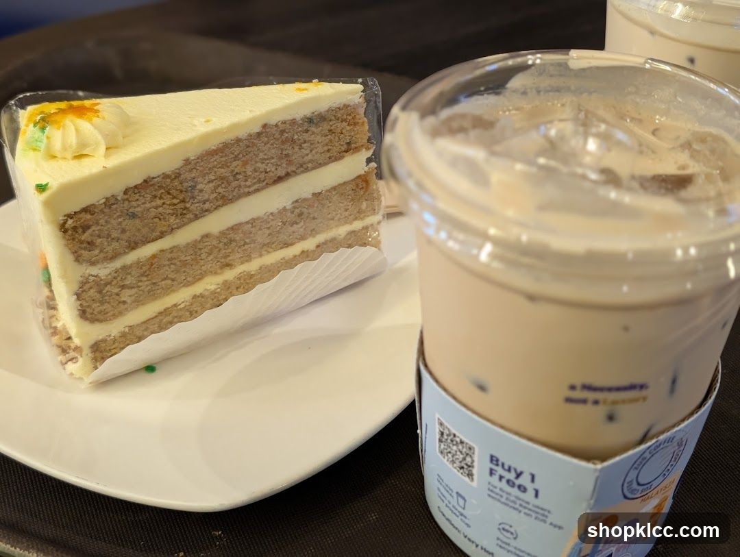 Slice of Cake and Iced Coffee