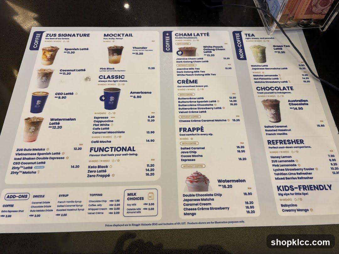 ZUS Coffee Menu