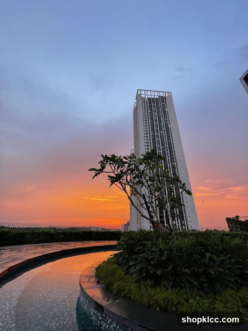Sunset View with High-Rise Building