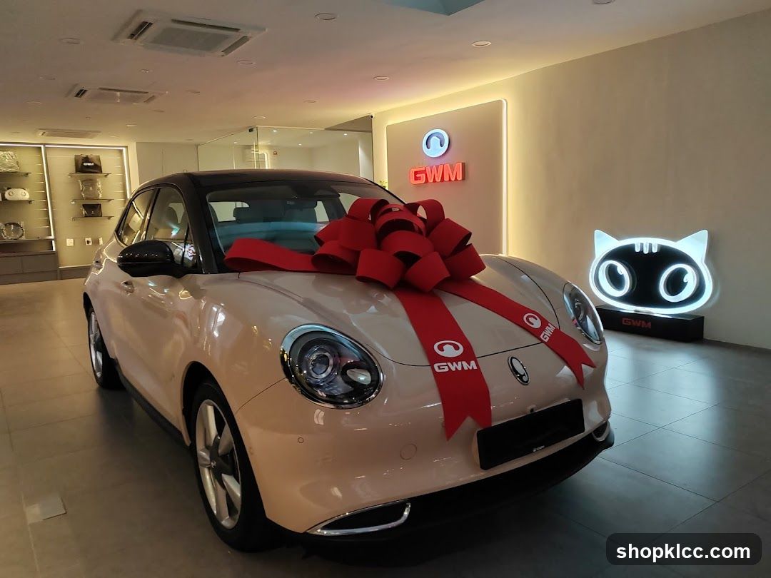 Car with a large red bow