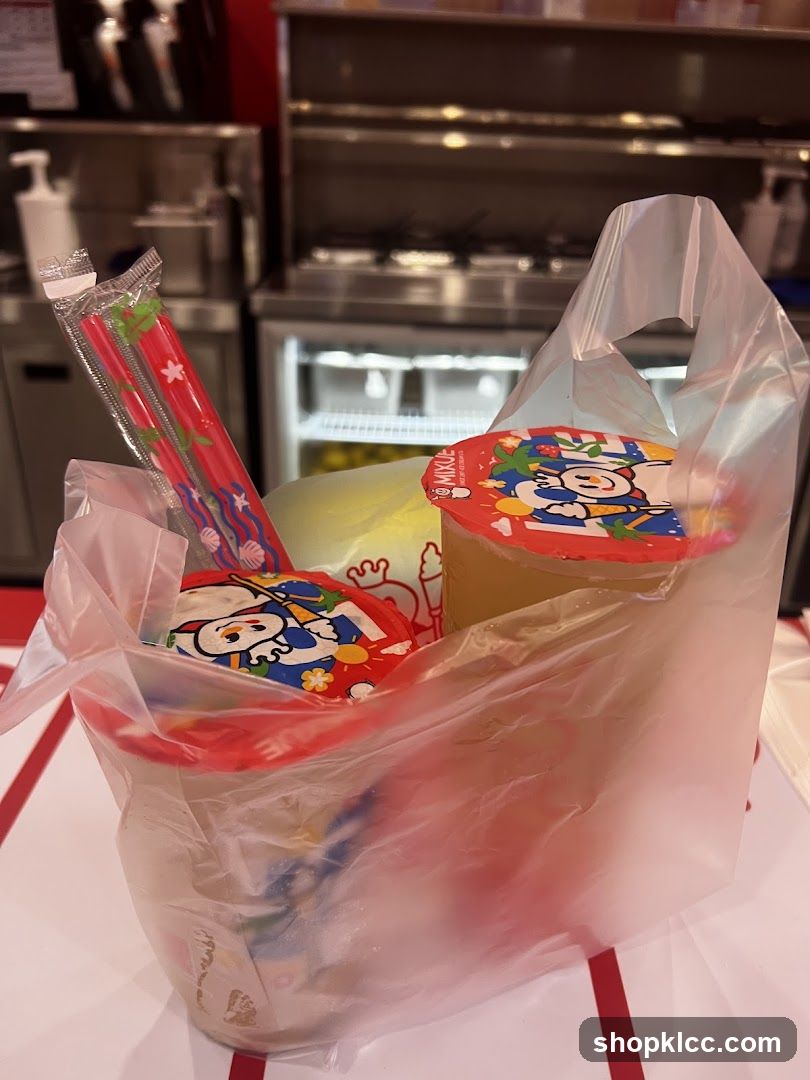 Takeout food in plastic bag