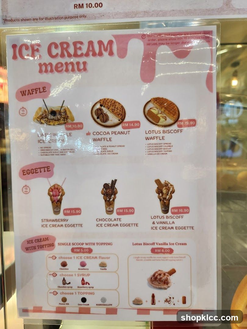 ICE CREAM menu