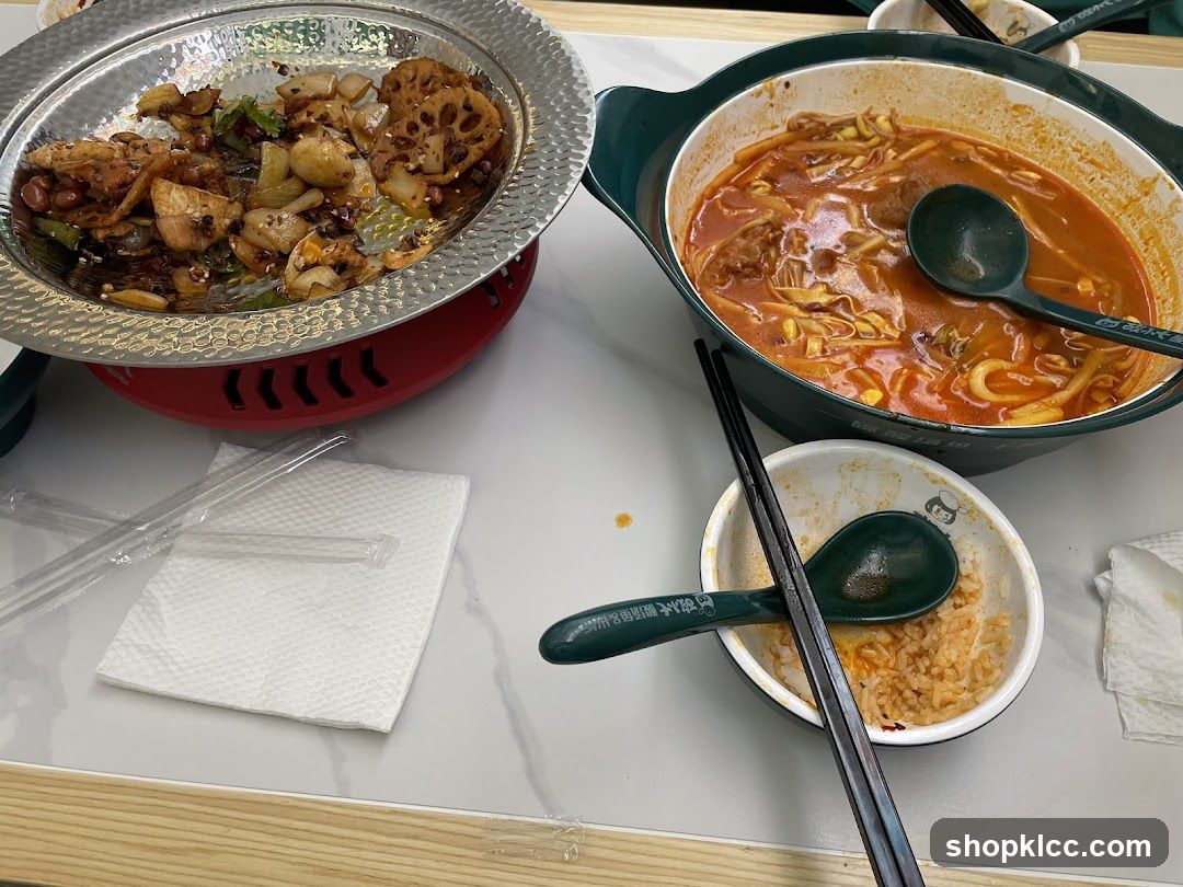 Spicy Noodle Soup and Stir-Fried Dish