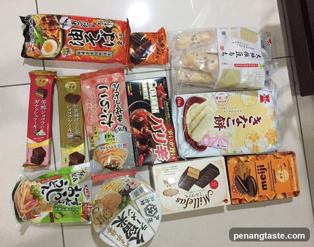 Assortment of Japanese Snacks and Instant Noodles