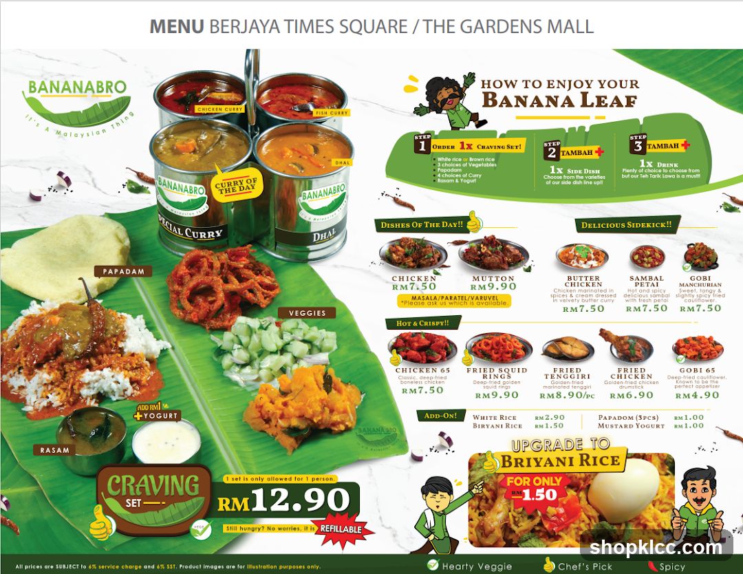 BANANABRO MENU BERJAYA TIMES SQUARE / THE GARDENS MALL