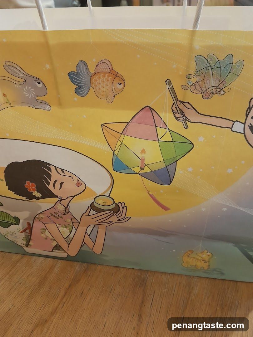 Gift bag with festive illustrations