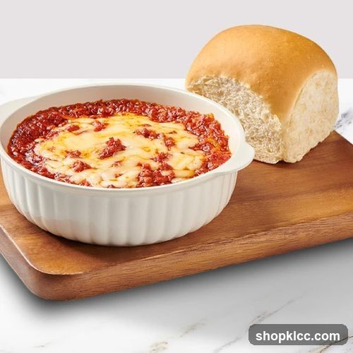 Baked Pasta Dish with Bread Roll