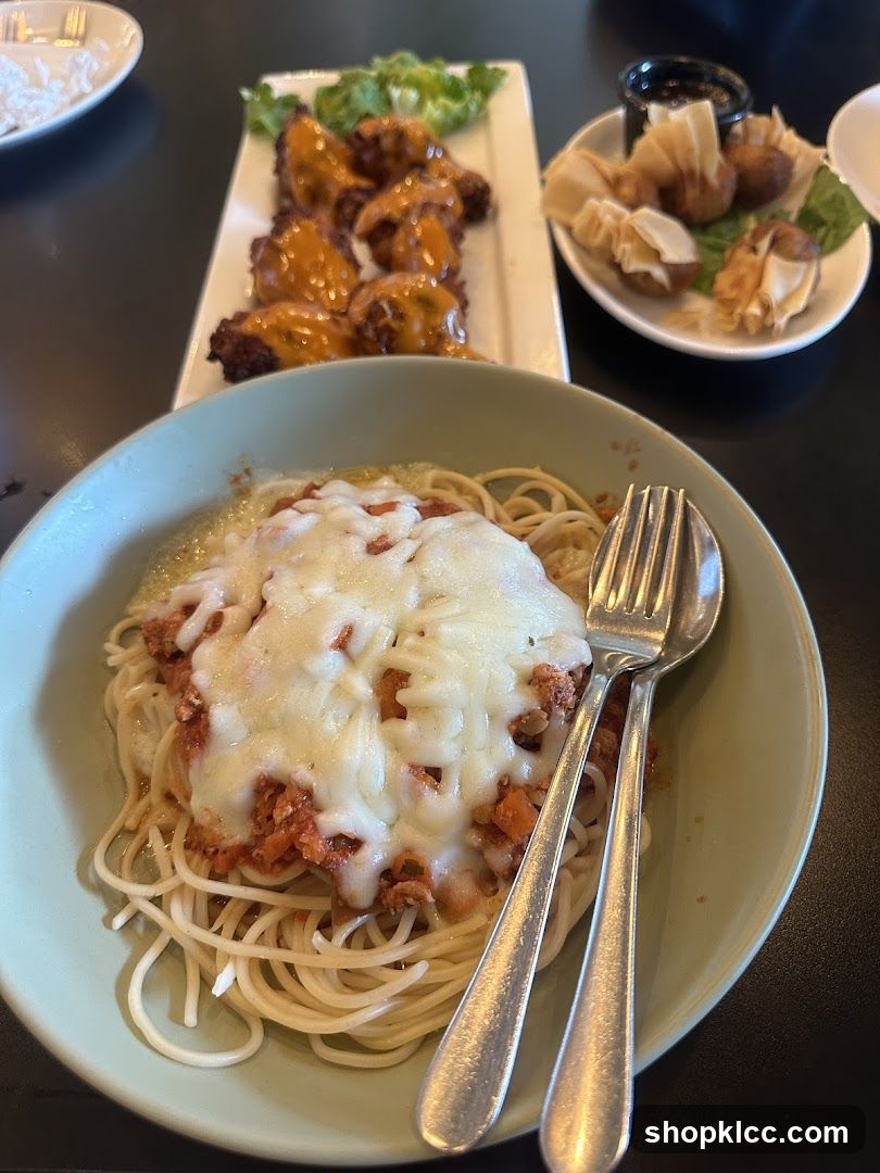 Spaghetti with Meat Sauce and Appetizers