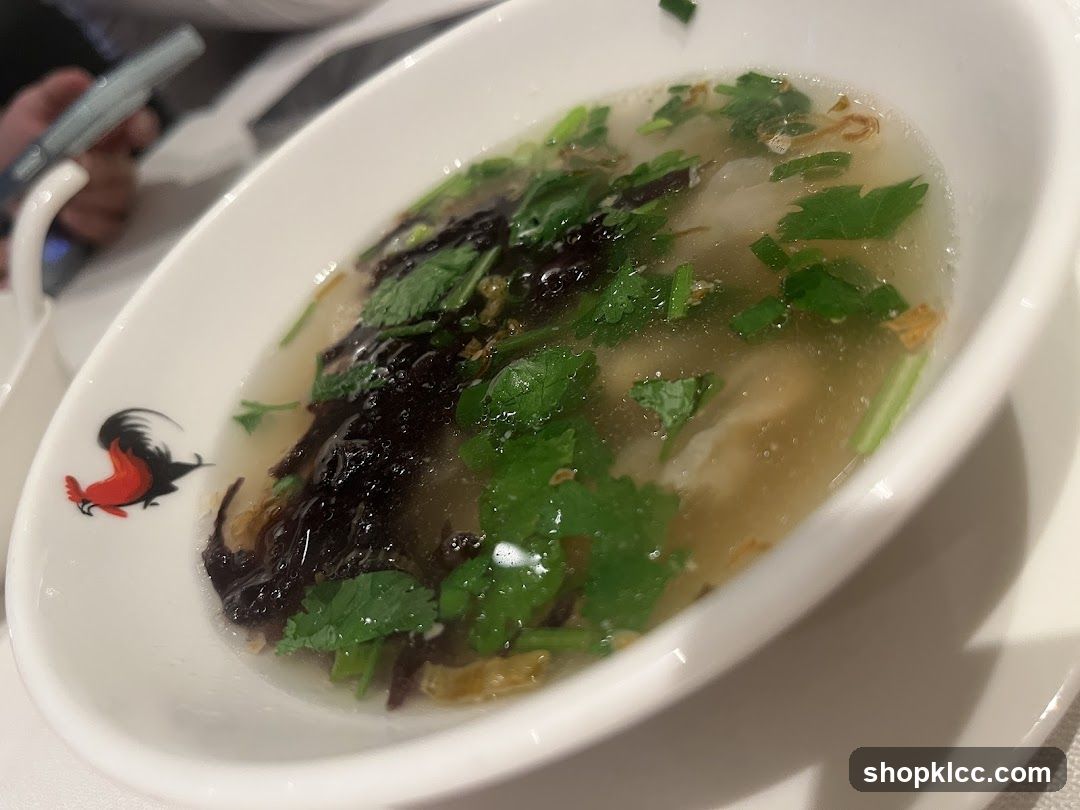 Bowl of soup with garnish