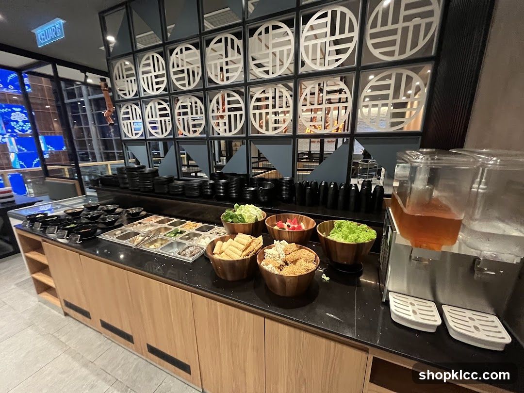 Buffet Station with Food and Drinks