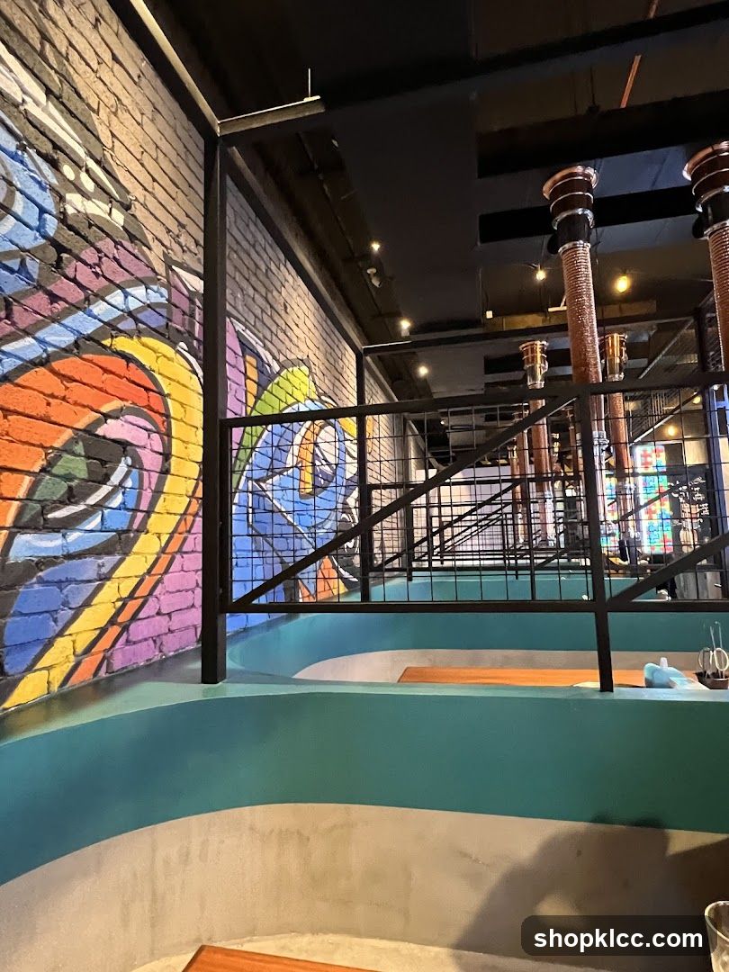Restaurant Interior with Graffiti Wall