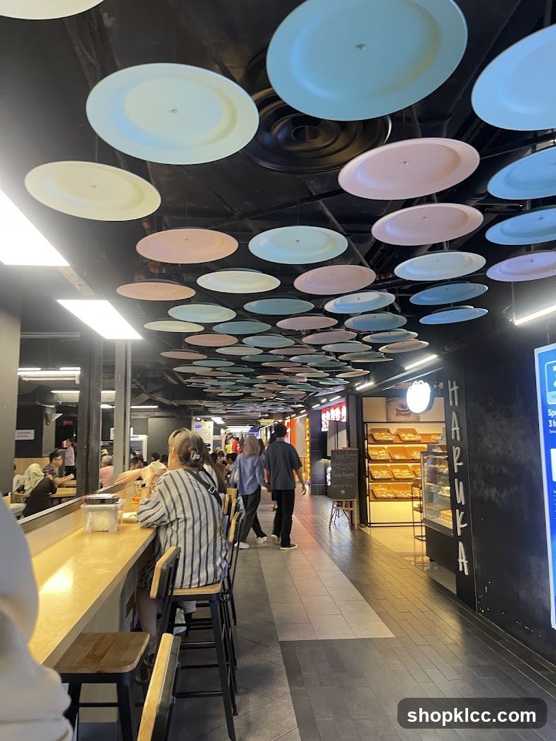 Food court with decorative plates