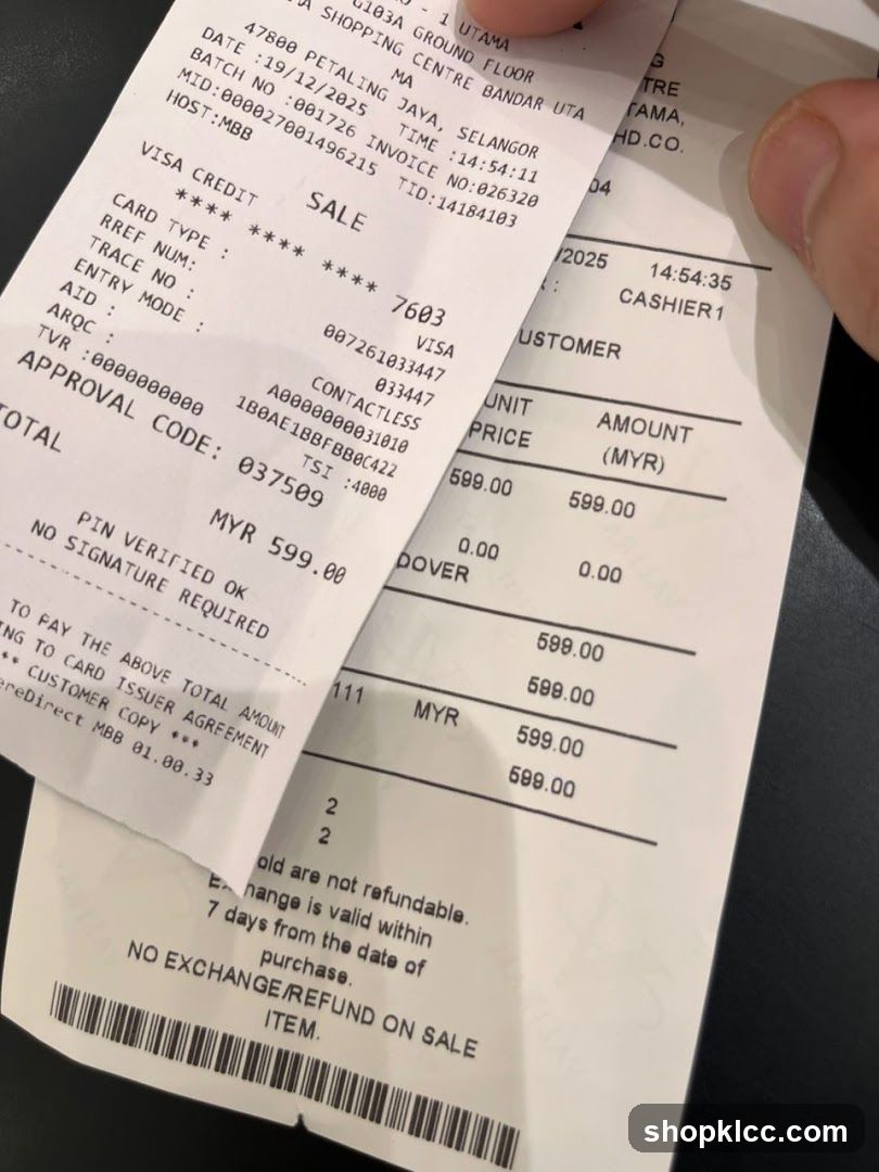 Receipts on Table