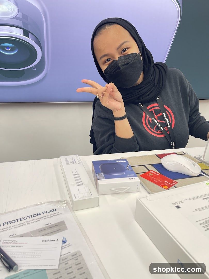 Woman with Apple Products