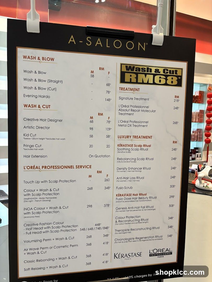 A-SALOON Price List