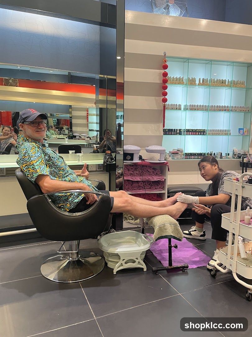 Man receiving a pedicure