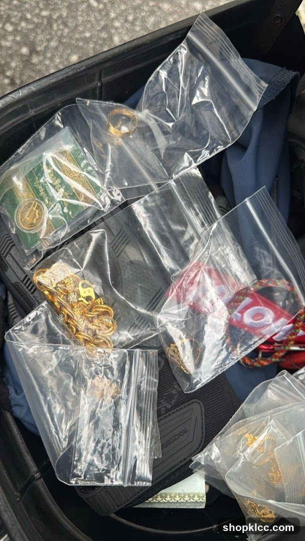 Gold Jewelry and Accessories in Plastic Bags