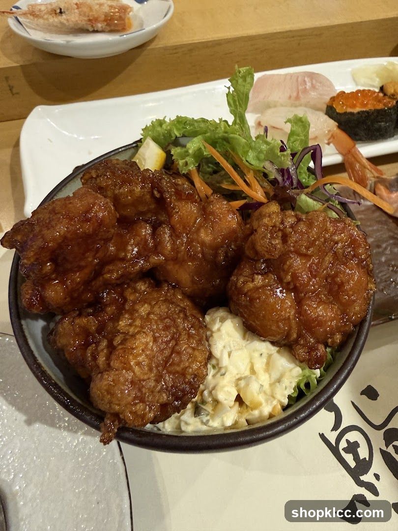 Fried Chicken Bowl with Sashimi