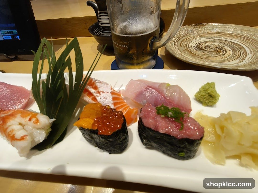 Sushi Platter with Beer