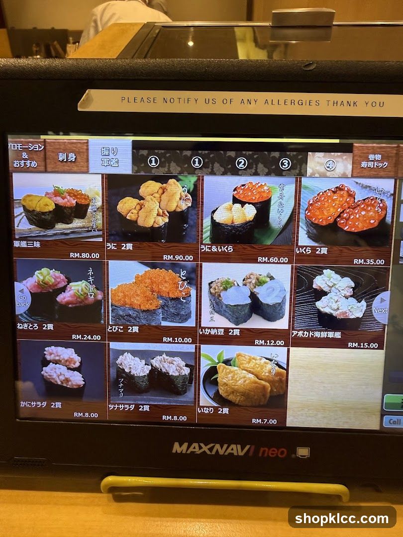 Sushi Menu Display