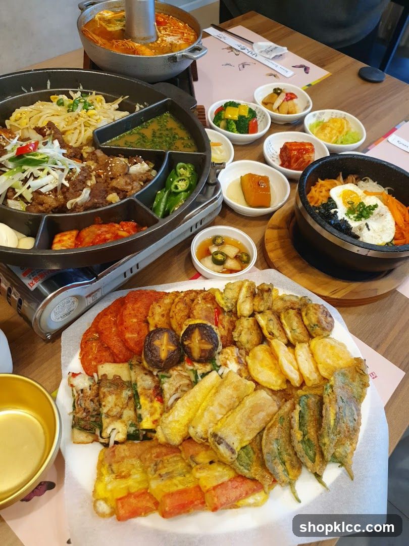 Korean Hotpot and Fried Food Spread