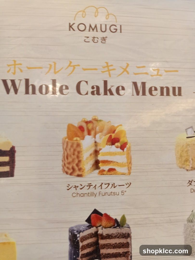 Whole Cake Menu