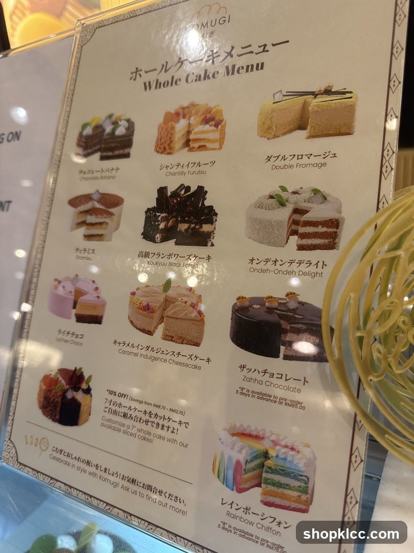 Whole Cake Menu