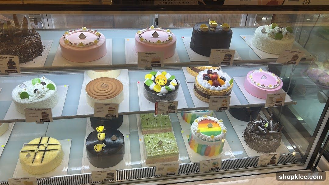 Cakes in a Display Case