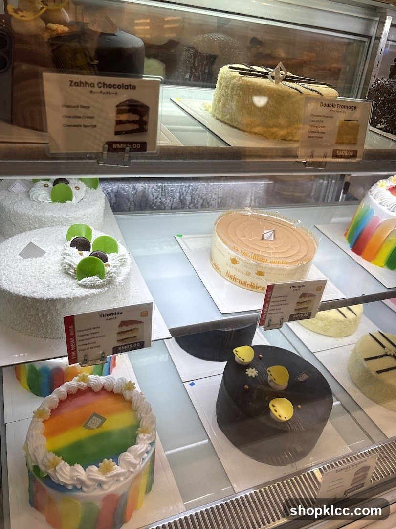 Cakes in a Display Case
