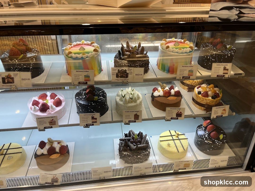 Cakes in a Display Case