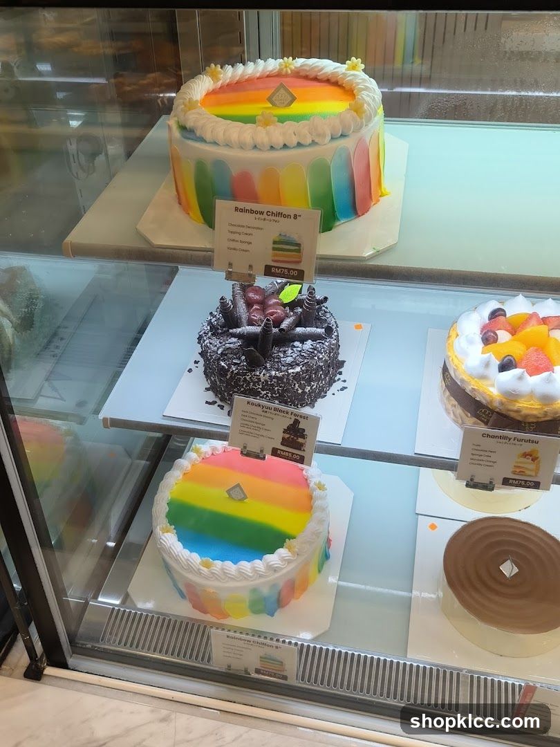 Cakes in a Display Case