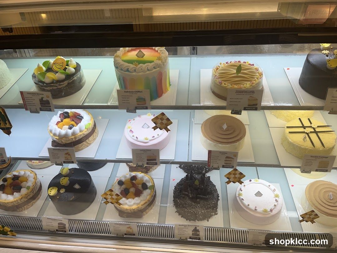 Cakes in a Display Case