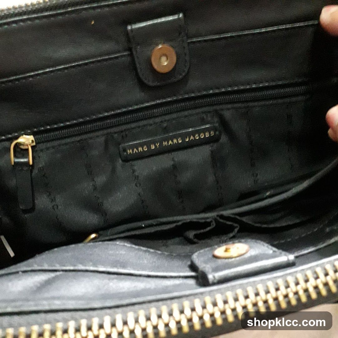 Inside of a black handbag
