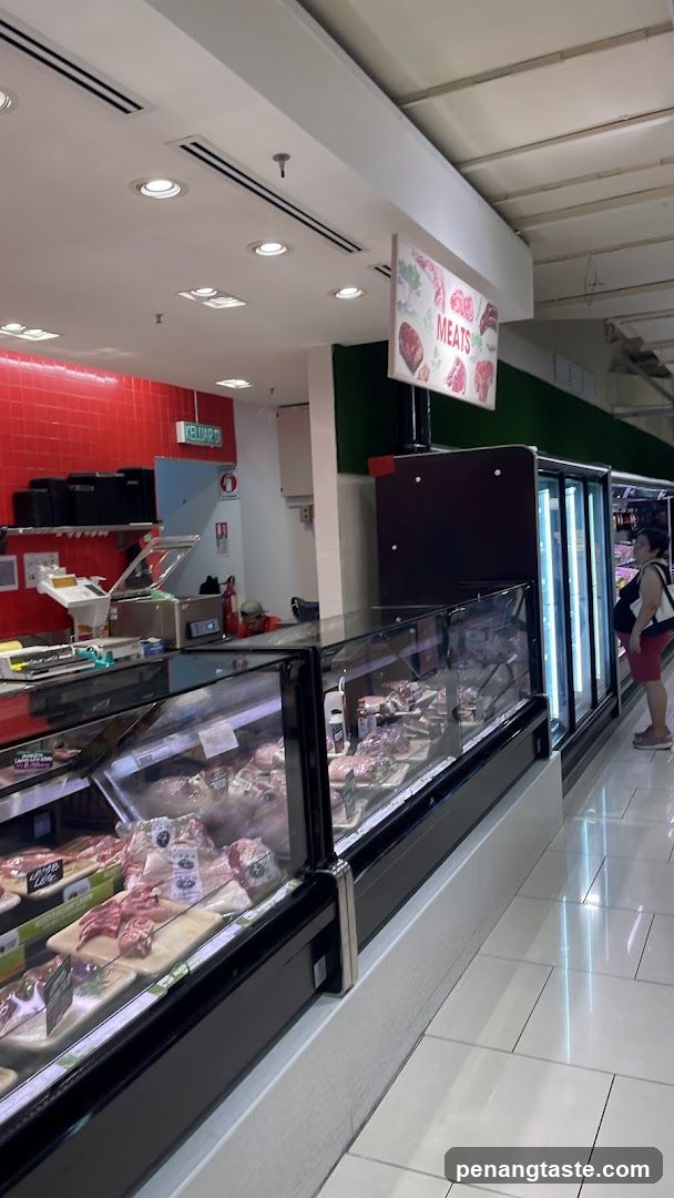 Meat display in a supermarket